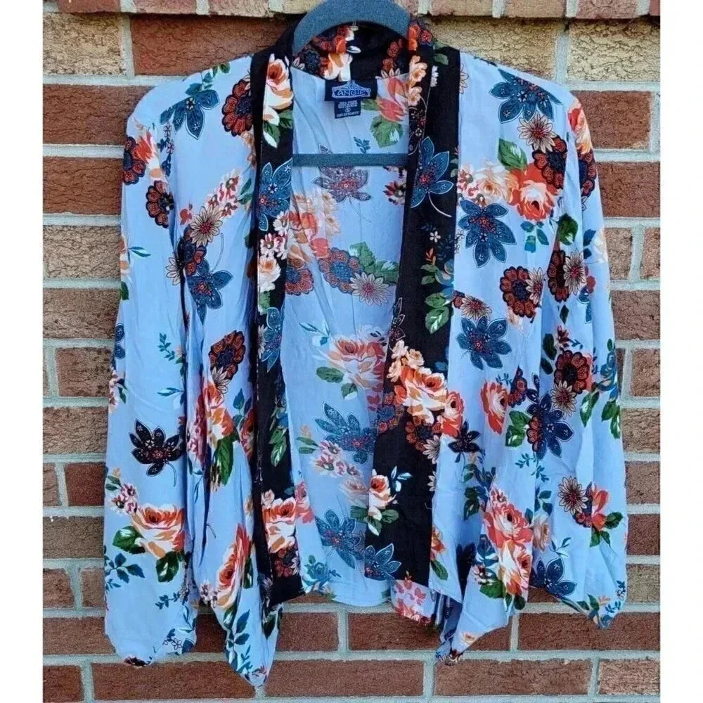 Angie Kimono BOHO Open Front Cardigan Women's Size Small Lightweight